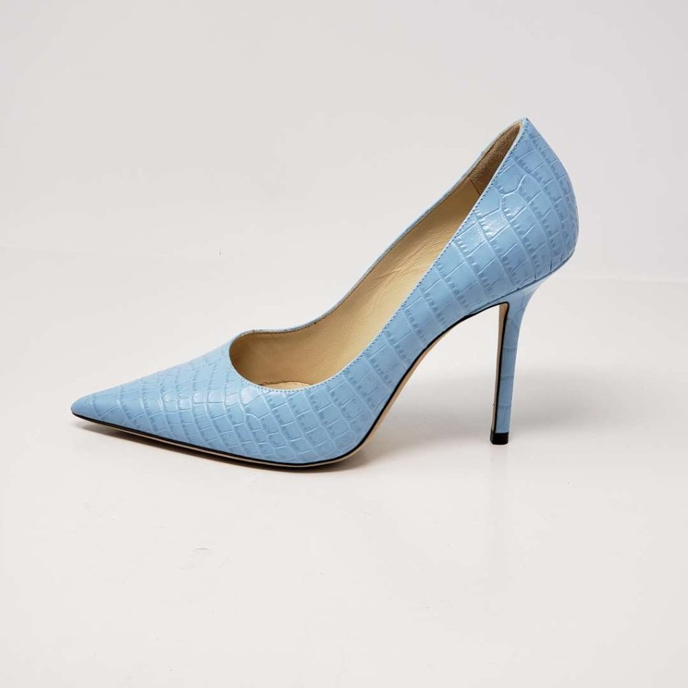 Jimmy Choo Pumpus Light Blue Leather High Heel - Picture 5 of 9
